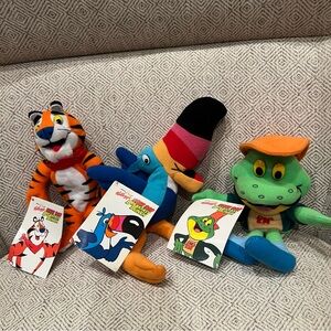 Kelloggs Bean Bag Breakfast Bunch 1997 Set of 3 Tony Tiger Dig'em Toucan Sam New